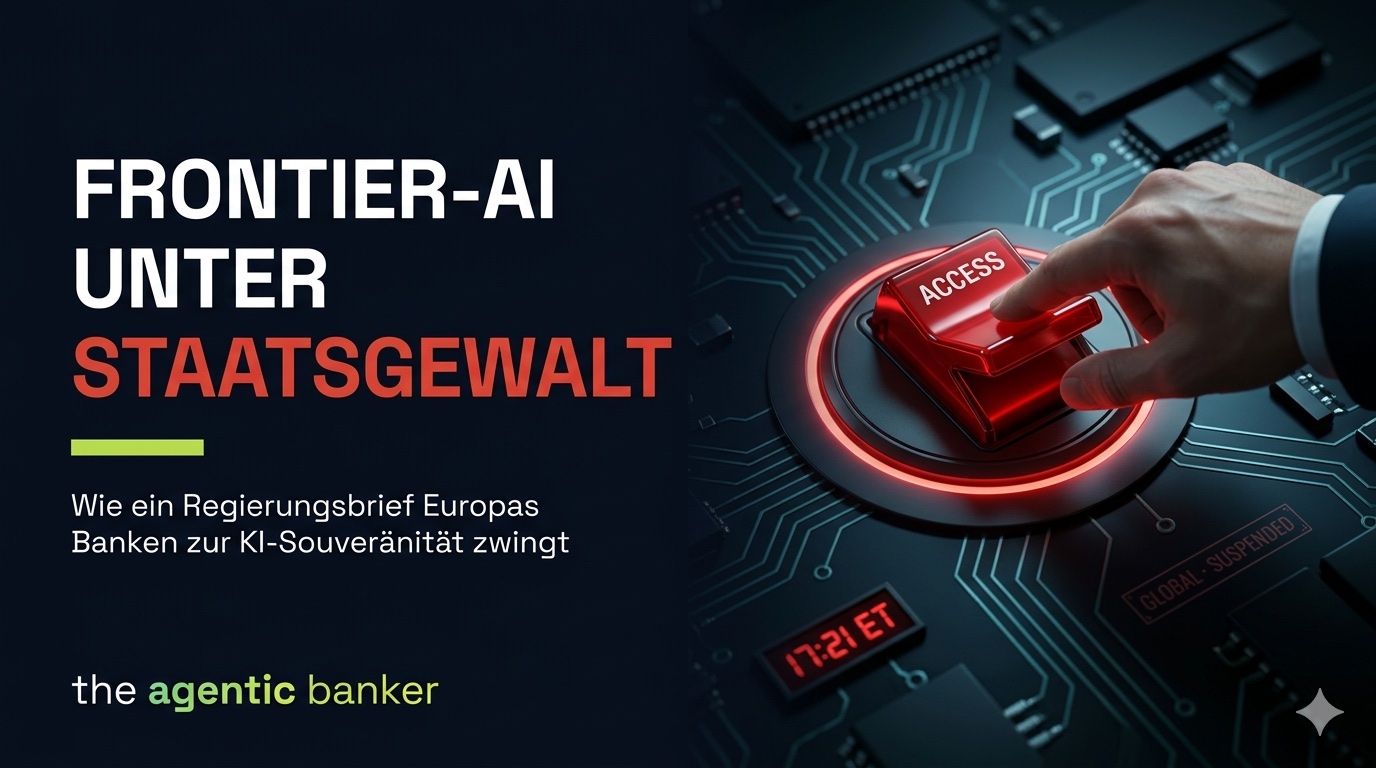Roter Notschalter mit der Aufschrift ACCESS auf einer Platine, eine Hand legt ihn um – Sinnbild für die staatlich angeordnete weltweite Sperrung von Claude Fable 5 und Mythos 5 am 12. Juni 2026.